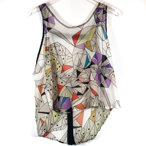 Uniq Sheer Geometric Colorful Tank Top - Picture 1 of 5